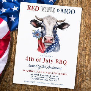 4 juli: De Rode Witte Moo Patriottische Boerderij  Feestdagenkaart