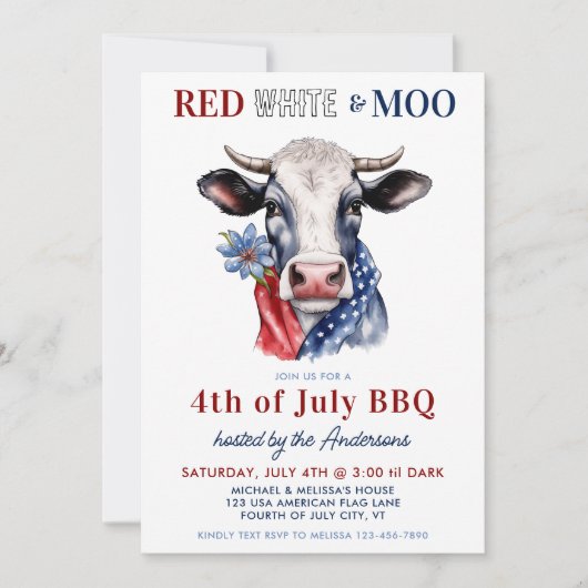 4 juli: De Rode Witte Moo Patriottische Boerderij Kaart (Voorkant)