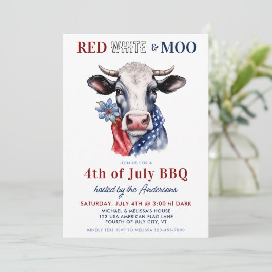 4 juli: De Rode Witte Moo Patriottische Boerderij  Kaart (Staand voorkant)
