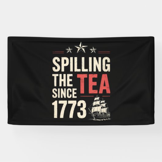 4 juli: De thee morsen sinds 1773 Patriottisch Spandoek (Horizontaal)