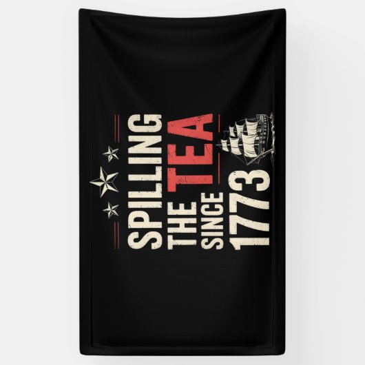 4 juli: De thee morsen sinds 1773 Patriottisch Spandoek (Verticaal)