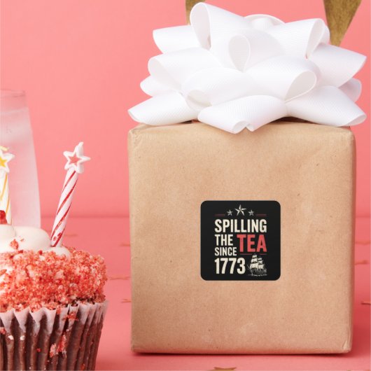 4 juli: De thee morsen sinds 1773 Patriottisch Vierkante Sticker (Feest)