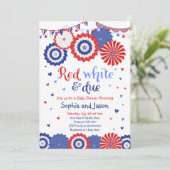 4 juli de Uitnodiging van het Baby shower op 4 jul (Staand voorkant)