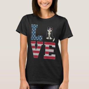 4 juli Decor Patriotic LOVE Border Collie Dog T-shirt