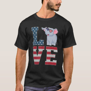 4 juli Decor Patriotic Love Elephant American T-shirt