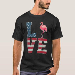 4 juli Decor Patriotic Love Flamingo American T-shirt