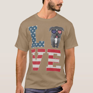 4 juli Decor Patriotic LOVE Pitbull Dog Ameri T-shirt