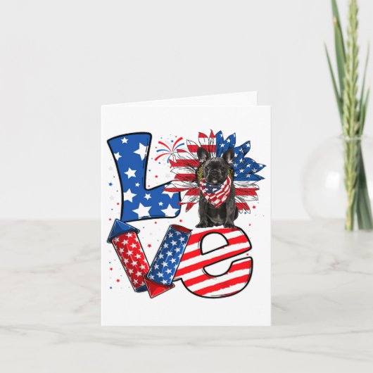 4 juli decor patriottische liefde Franse Bulldog H Kaart (Voorkant)