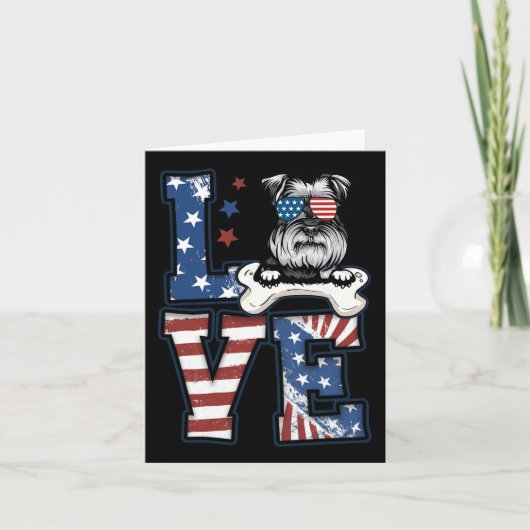 4 juli decor patriottische liefde Schnauzer hond V Kaart (Voorkant)