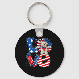 4 Juli Decor Patriottische Liefde Shih Tzu Hond US Sleutelhanger