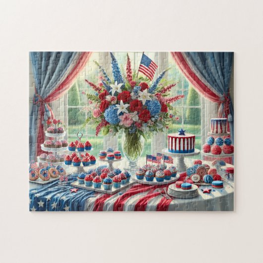 4 juli Dessert Tafel Patriottische Sweets Legpuzzel (Horizontaal)