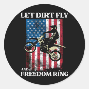 4 juli Dirt Bike Motorcross Amerika Biker Mannen Ronde Sticker