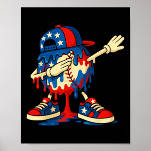 4 juli Dobermann Pinscher VS Amerikaanse Vlag Pa Poster