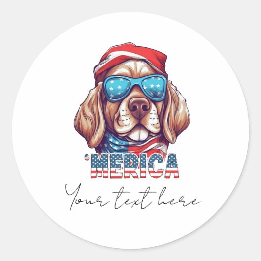 4 juli Dog Classic Ronde Sticker (Voorkant)