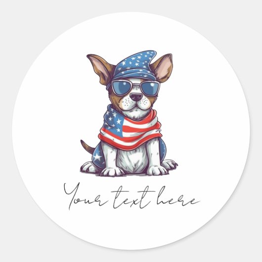 4 juli Dog Classic Ronde Sticker (Voorkant)