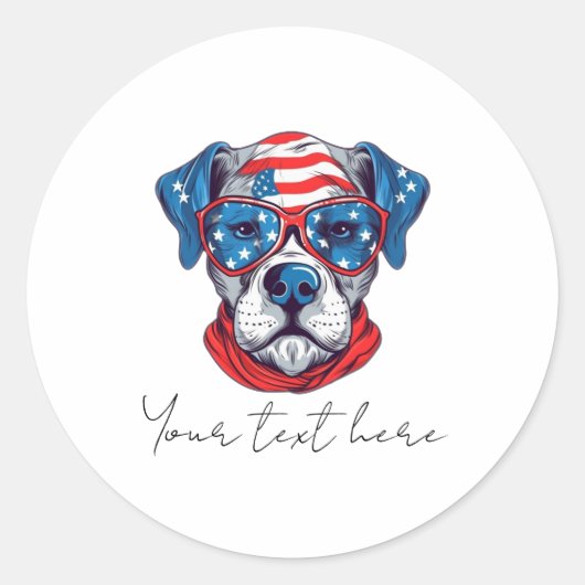 4 juli Dog Classic Ronde Sticker (Voorkant)