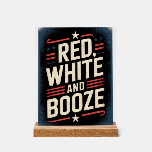 4 juli drankfeest | Rood Wit en Drank Acryl Bord (Voorkant)