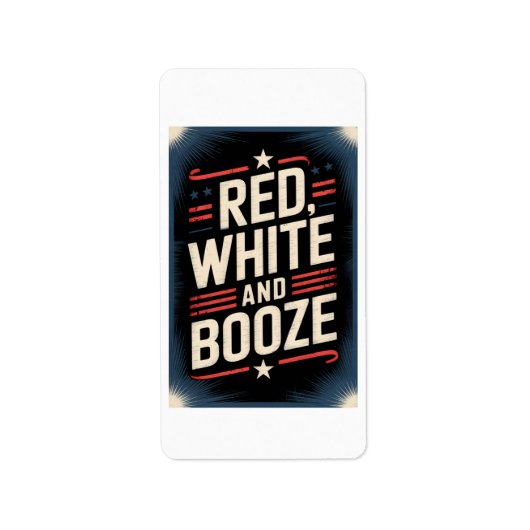 4 juli drankfeest | Rood Wit en Drank Etiket (Voorkant)