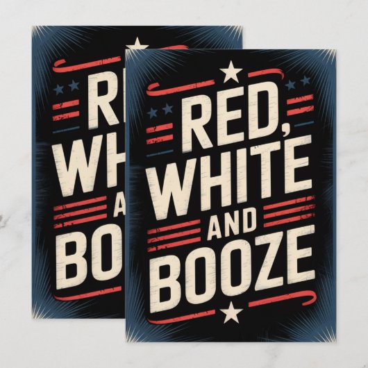 4 juli drankfeest | Rood Wit en Drank Kaart (Voorkant / Achterkant)