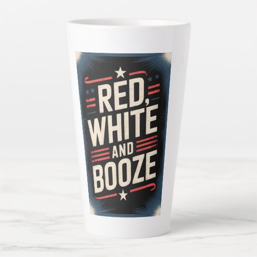 4 juli drankfeest | Rood Wit en Drank Latte Mok (Voorkant)
