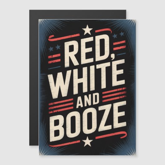 4 juli drankfeest | Rood Wit en Drank Magnetische Uitnodiging (Voorkant / Achterkant)