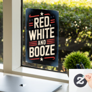 4 juli drankfeest Rood Wit en Drank Raamsticker