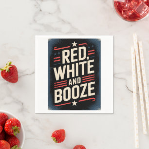 4 juli drankfeest Rood Wit en Drank Servet