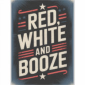 4 juli drankfeest | Rood Wit en Drank Sticker (Voorkant)