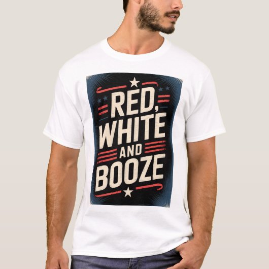 4 juli drankfeest | Rood Wit en Drank T-shirt (Voorkant)