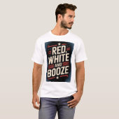 4 juli drankfeest | Rood Wit en Drank T-shirt (Voorkant volledig)