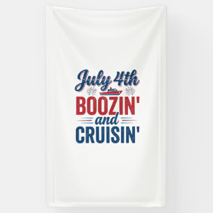 4 juli drankgelag en cruisen vintage boot T-shirt_ Spandoek
