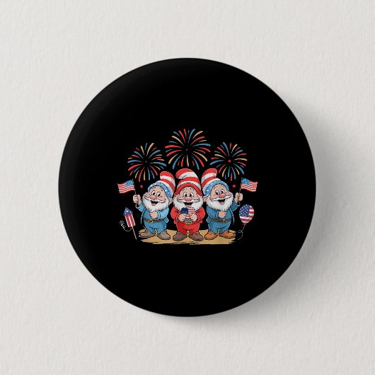 4 juli Drie kabouters vieren onafhankelijkheid VS Ronde Button 5,7 Cm (Voorkant)