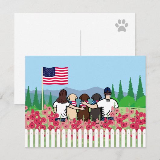 4 juli Drie Labradors en Ouders Brown Briefkaart (Voorkant / Achterkant)