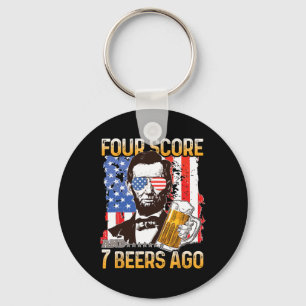 4 juli Drink Beer Patriot Four Score en 7 Sleutelhanger