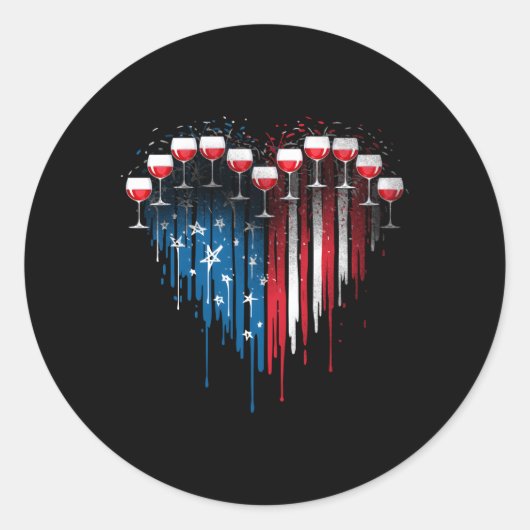 4 juli Drink proeverij wijnglazen hij amerikaans Ronde Sticker (Voorkant)
