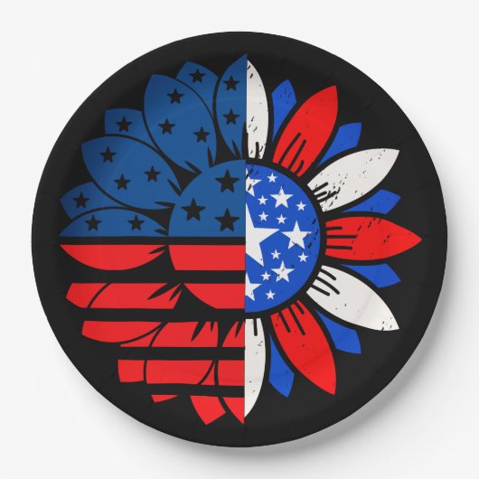 4 juli Dubbele bloem Papieren Bordje (Voorkant)