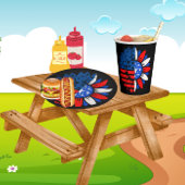 4 juli Dubbele bloem Papieren Bordje