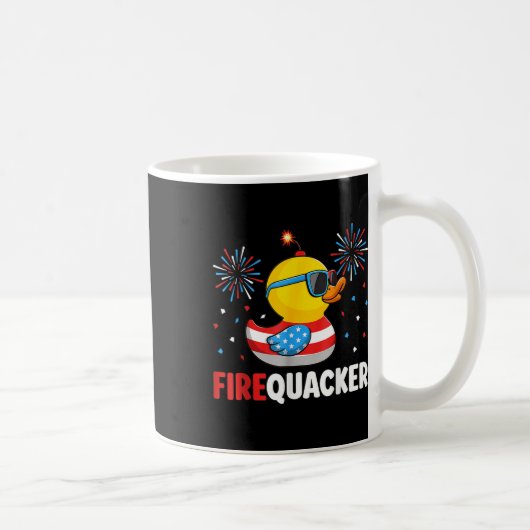 4 juli Duck Firequacker Patriottische Vierde van J Koffiemok (Rechts)