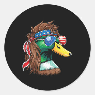 4 juli Duck Shirt USA Flag Funny Patriotic Du Ronde Sticker