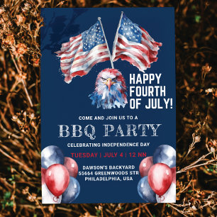 4 juli Eagle Amerika Vlag BBQ Party Kaart