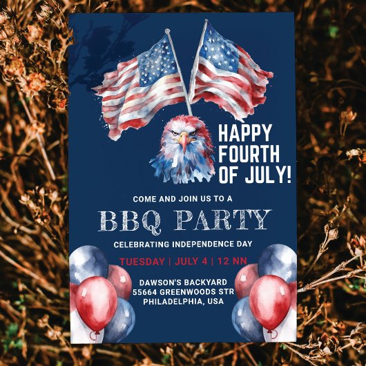 4 juli Eagle Amerika Vlag BBQ Party Kaart