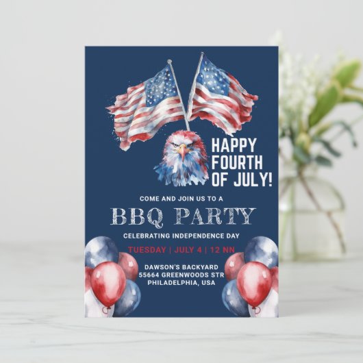 4 juli Eagle Amerika Vlag BBQ Party Kaart (Staand voorkant)