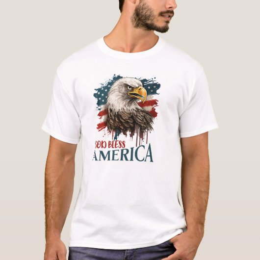 4 juli Eagle God Bless America Mannen T-shirt (Voorkant)