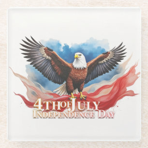 4 juli Eagle – Patriotic Art Design Glazen Onderzetter