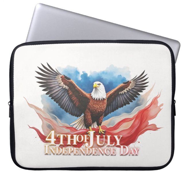 4 juli Eagle – Patriotic Art Design Laptop Sleeve (Voorkant)