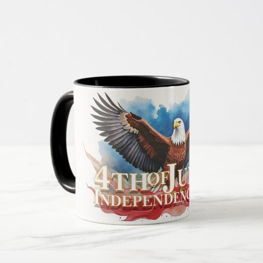 4 juli Eagle – Patriotic Art Design Mok (Voorkant links)