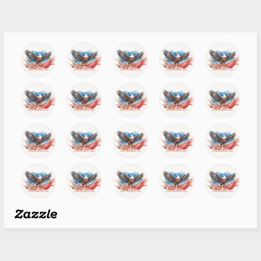 4 juli Eagle – Patriotic Art Design Ronde Sticker (Vel)