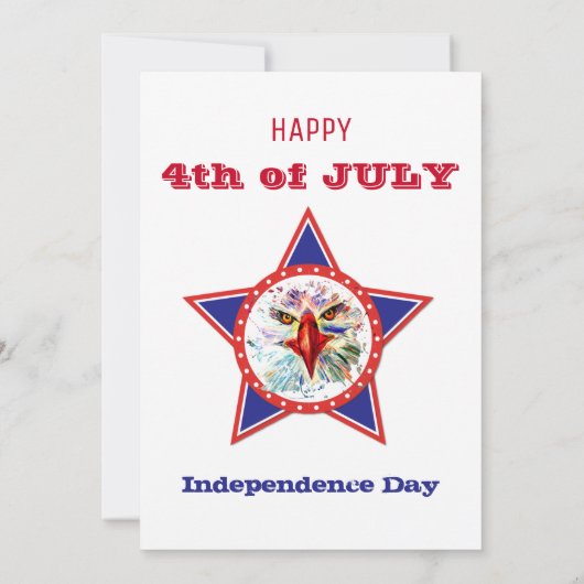 4 juli Eagle, Rood, Wit & Blauw BBQ party Kaart (Achterkant)
