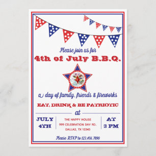 4 juli Eagle, Rood, Wit & Blauw BBQ party Kaart
