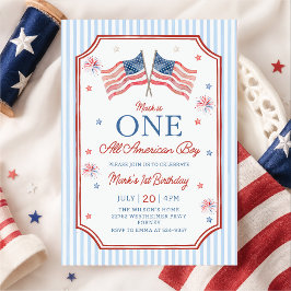 4 juli één Amerikaanse jongen verjaardag Kaart